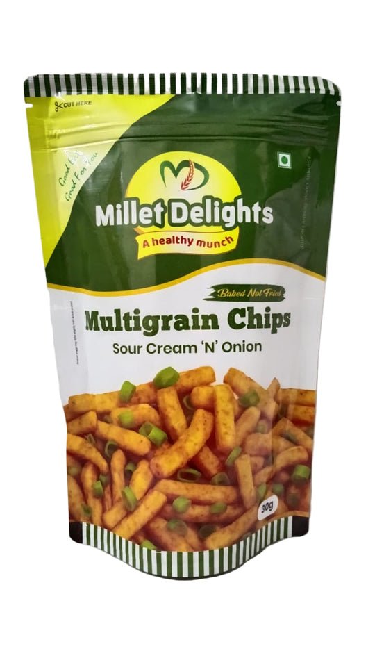2026/03/MDMULTIGRAINCHIPSCREAMNONION_540x28129.jpg Millet Delights -
Multi grain Chips - SOUR
CREAM N ONION - Image 1